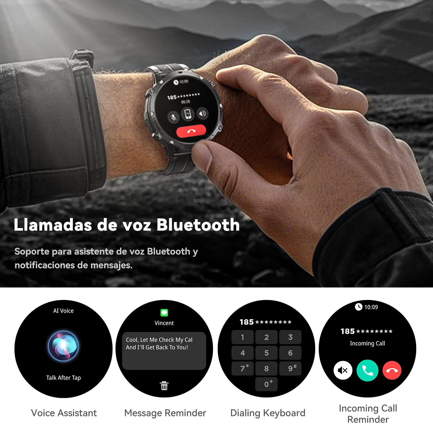 Foto 4 pulgar | Smartwatch Cubot Negro