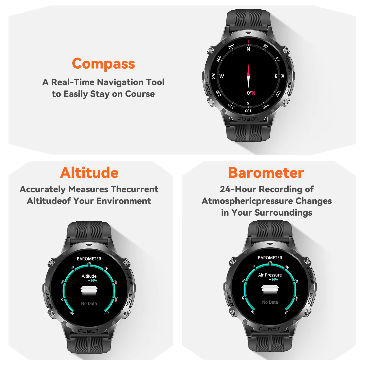 Foto 6 pulgar | Smartwatch Cubot Negro