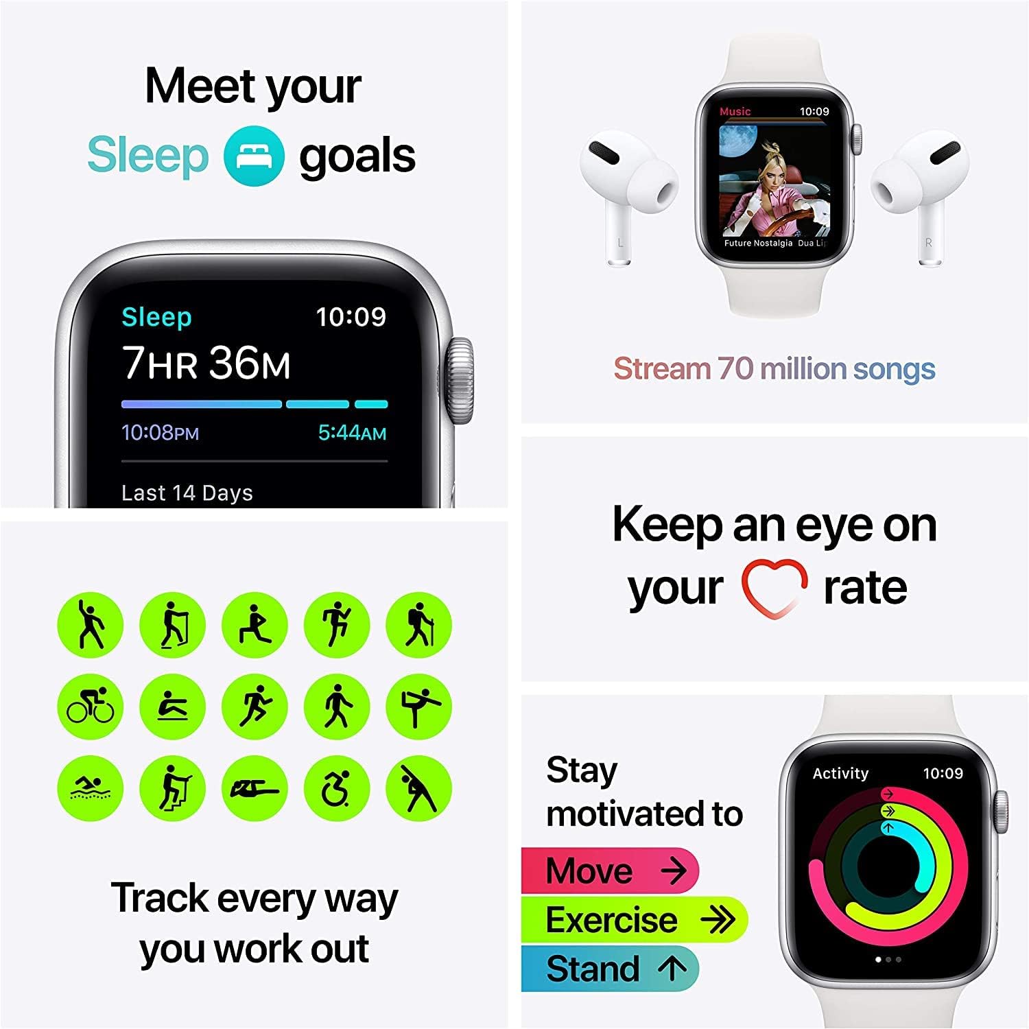 Foto 6 pulgar | Reloj Inteligente Apple Watch Se (gps + Celular, 40 Mm) Plateado - Venta Internacional.