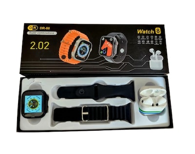 Foto 1 | Combo Smartwatch Dr88 Con Audífonos Bluetooth Y 2 Correas con monitoreo fitness y notificaciones.