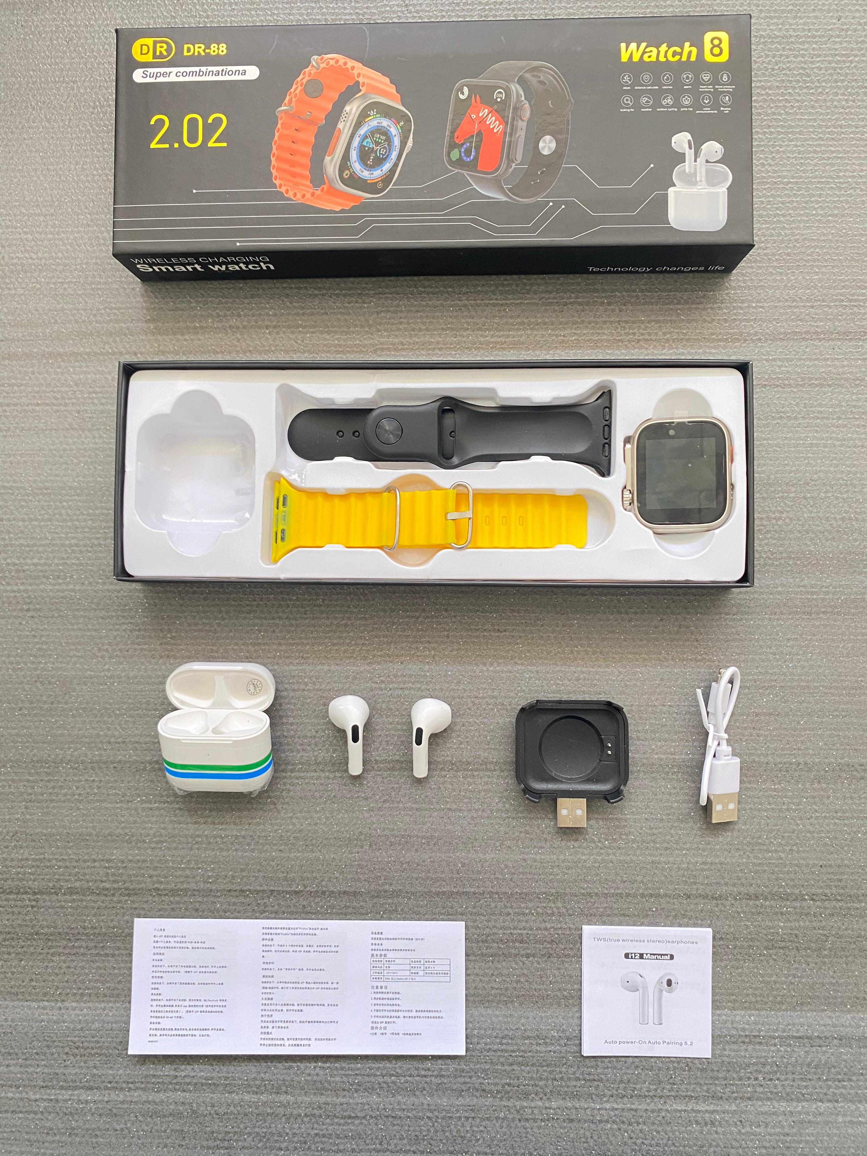 Foto 4 pulgar | Combo Smartwatch Dr88 Con Audífonos Bluetooth Y 2 Correas con monitoreo fitness y notificaciones.