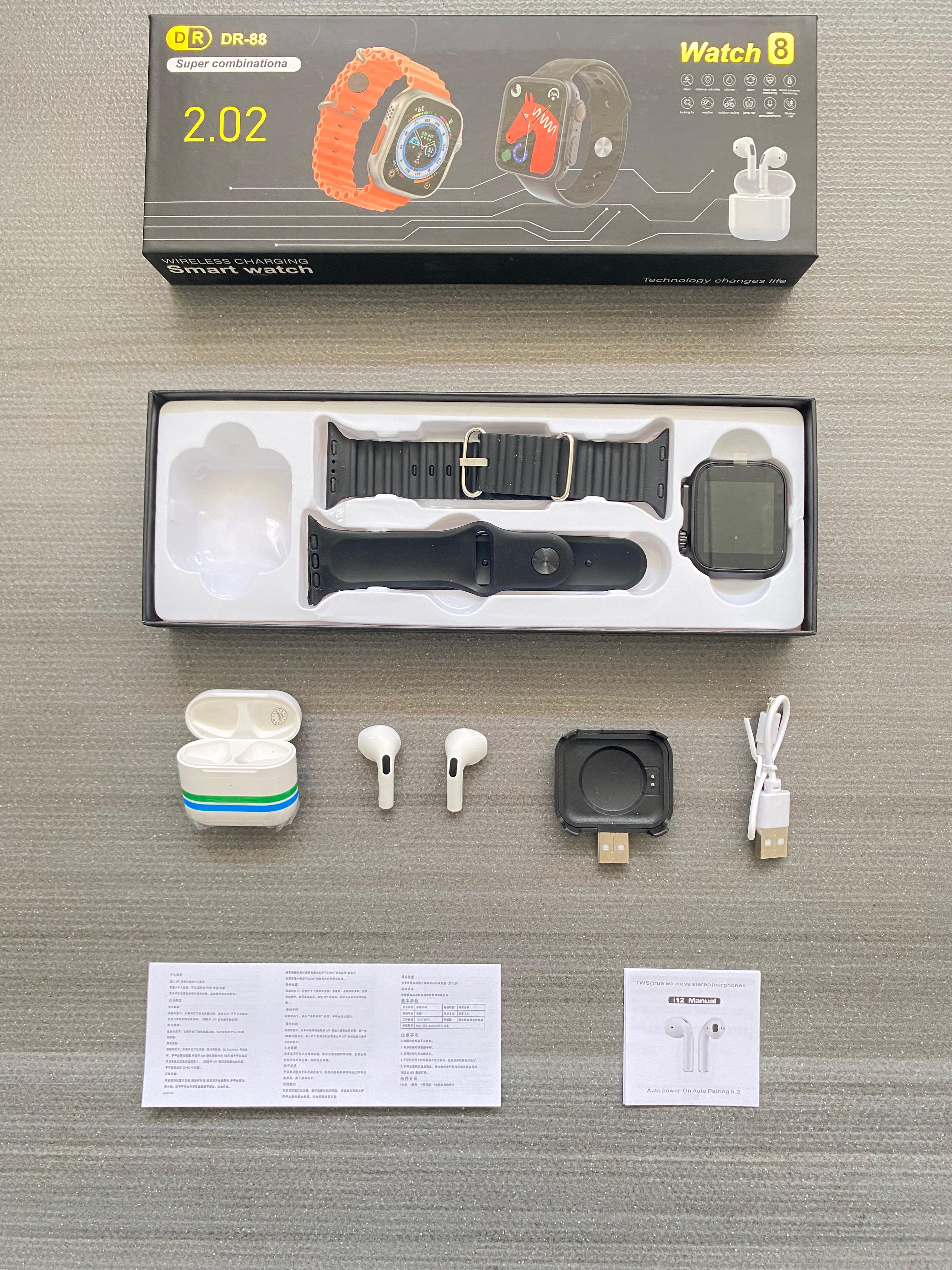 Foto 6 pulgar | Combo Smartwatch Dr88 Con Audífonos Bluetooth Y 2 Correas con monitoreo fitness y notificaciones.