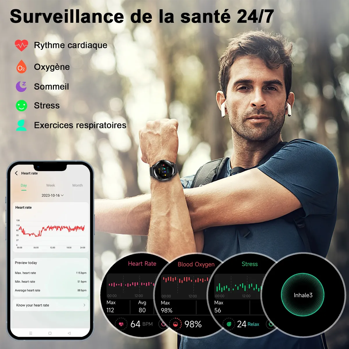 Foto 4 pulgar | Smartwatch Deportivo Impermeable  Negro