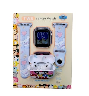 Foto 1 | Combo Kids Smartwach Con Audifonos Bluetooth Diseño De Kuromi X Cinnanmorroll