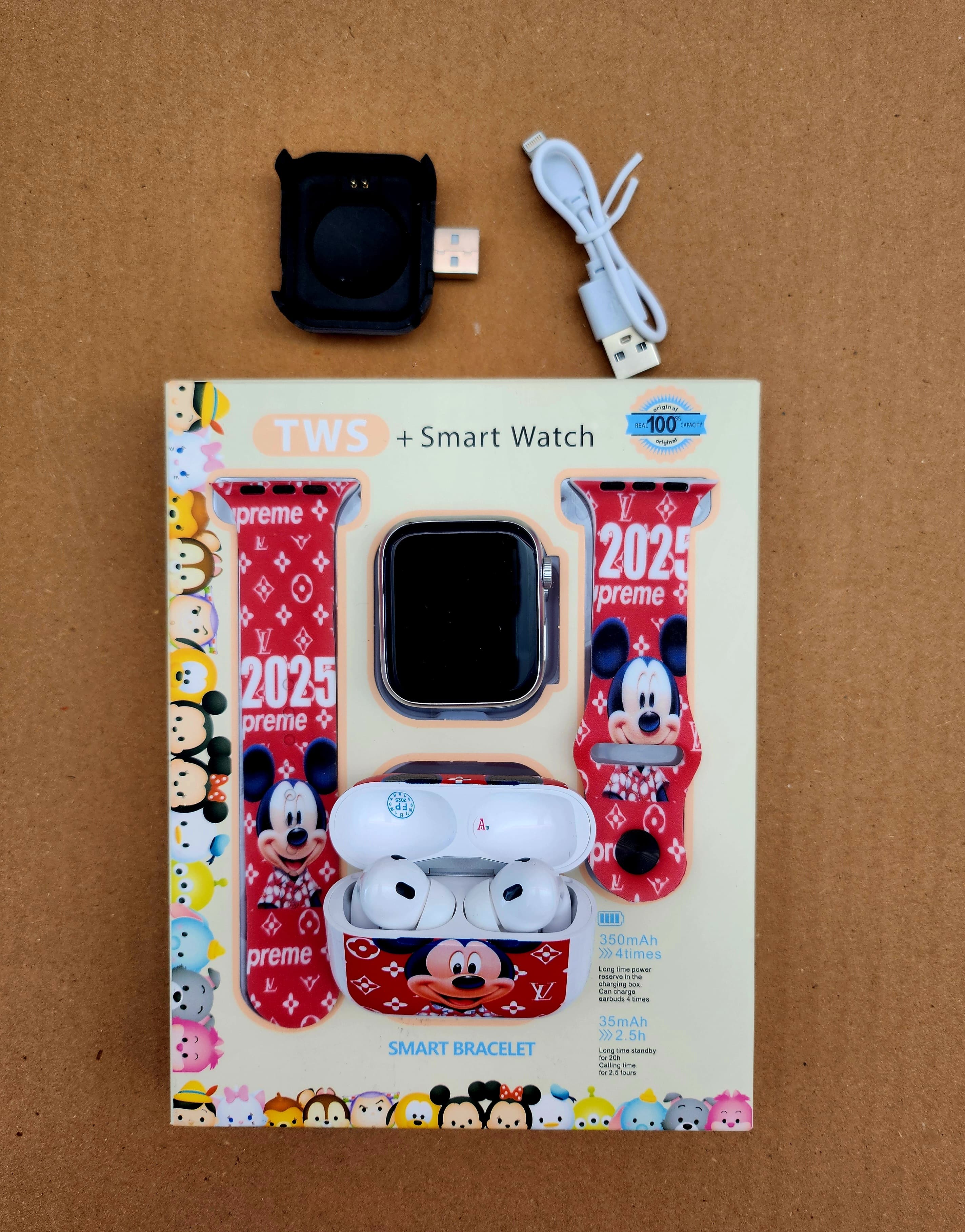 Foto 3 | Combo Kids Smartwach Con Audifonos Bluetooth Diseño De Mickey Mouse