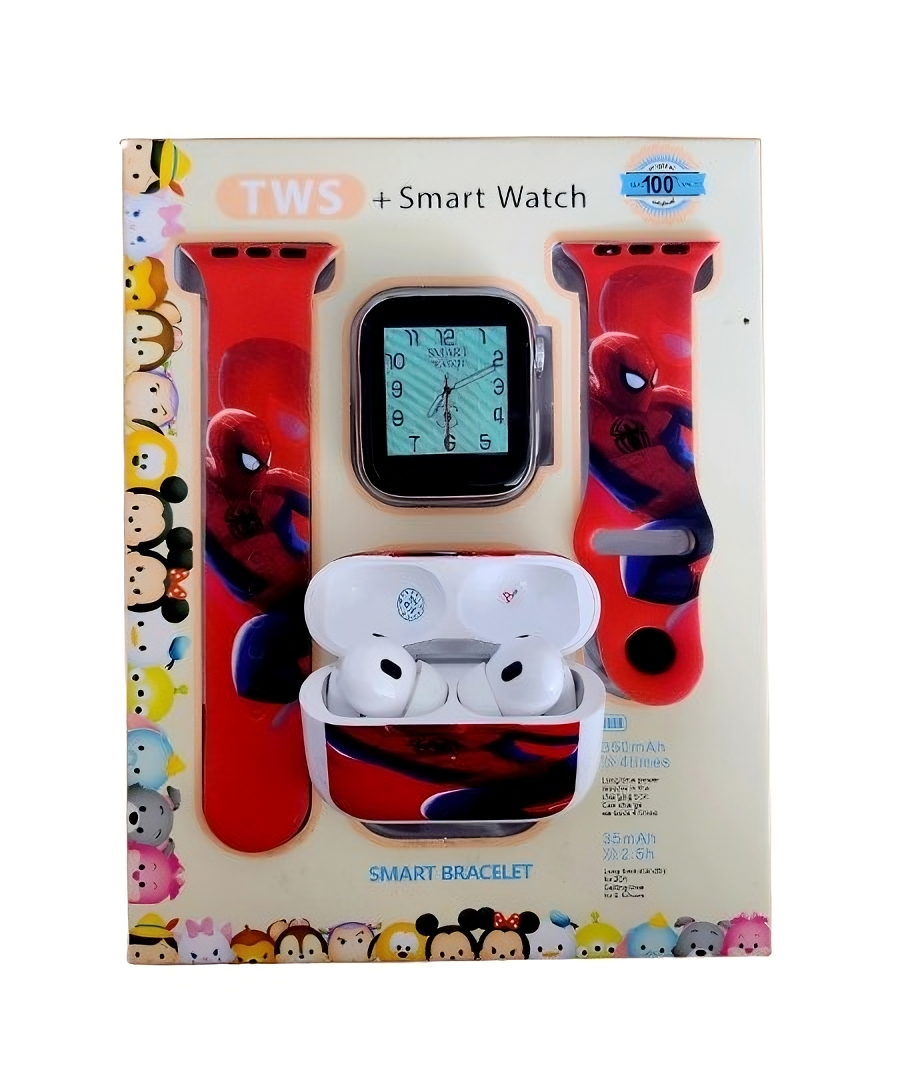 Foto 2 pulgar | Combo Kids Smartwach Con Audifonos Bluetooth Diseño De Spider Man