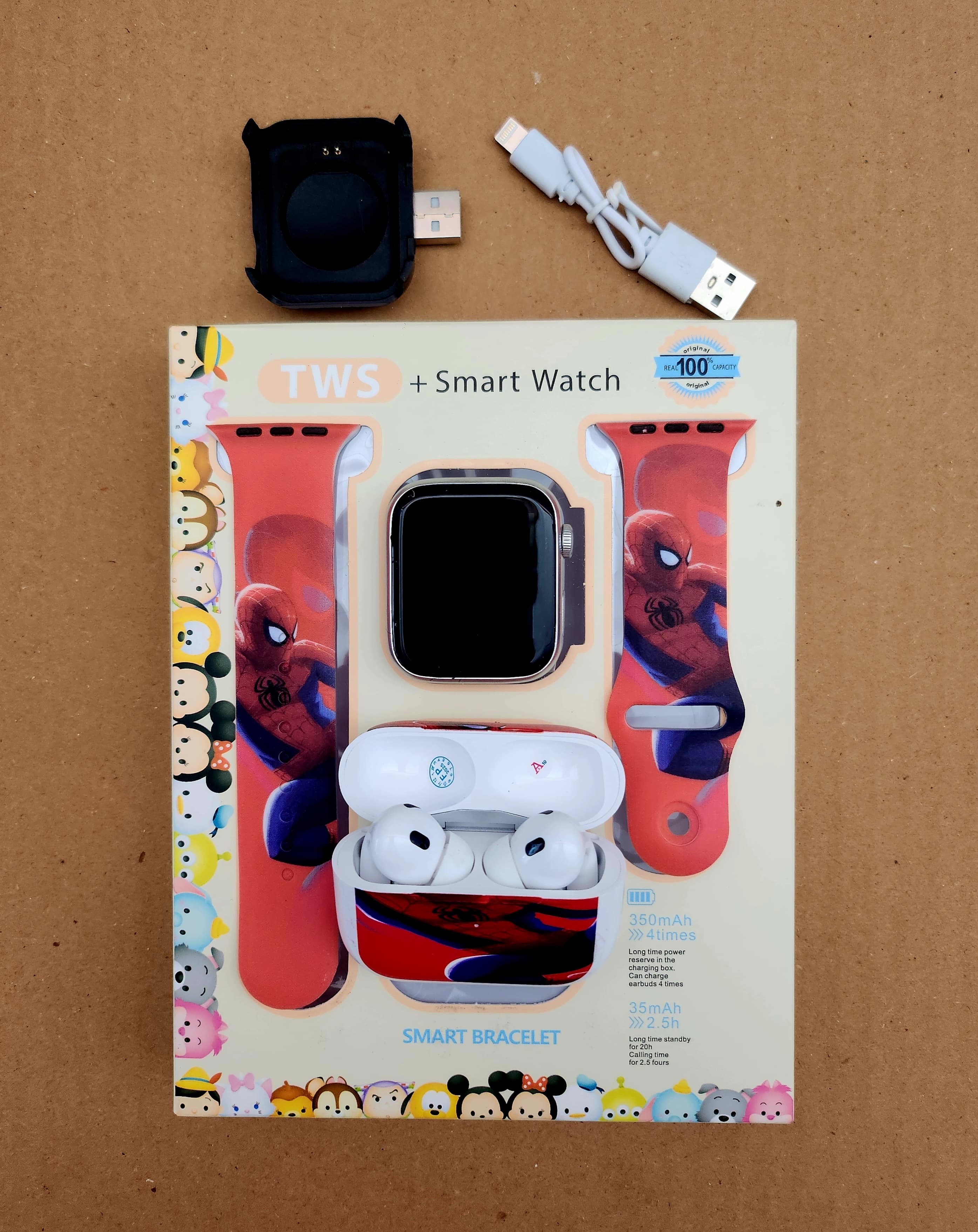 Foto 5 pulgar | Combo Kids Smartwach Con Audifonos Bluetooth Diseño De Spider Man