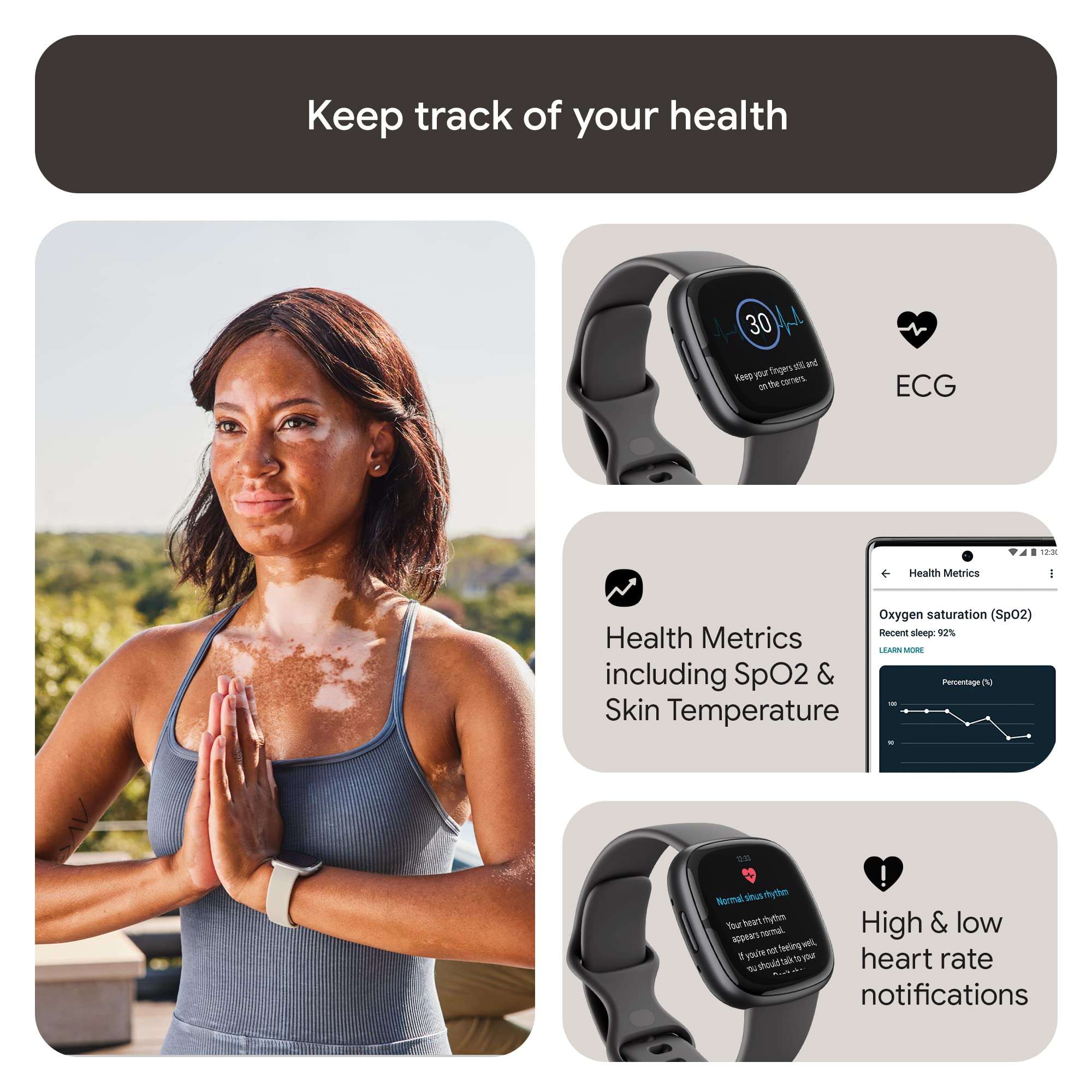 Foto 4 pulgar | Reloj Smartwatch Fitbit Sense 2 Gris-Venta Internacional