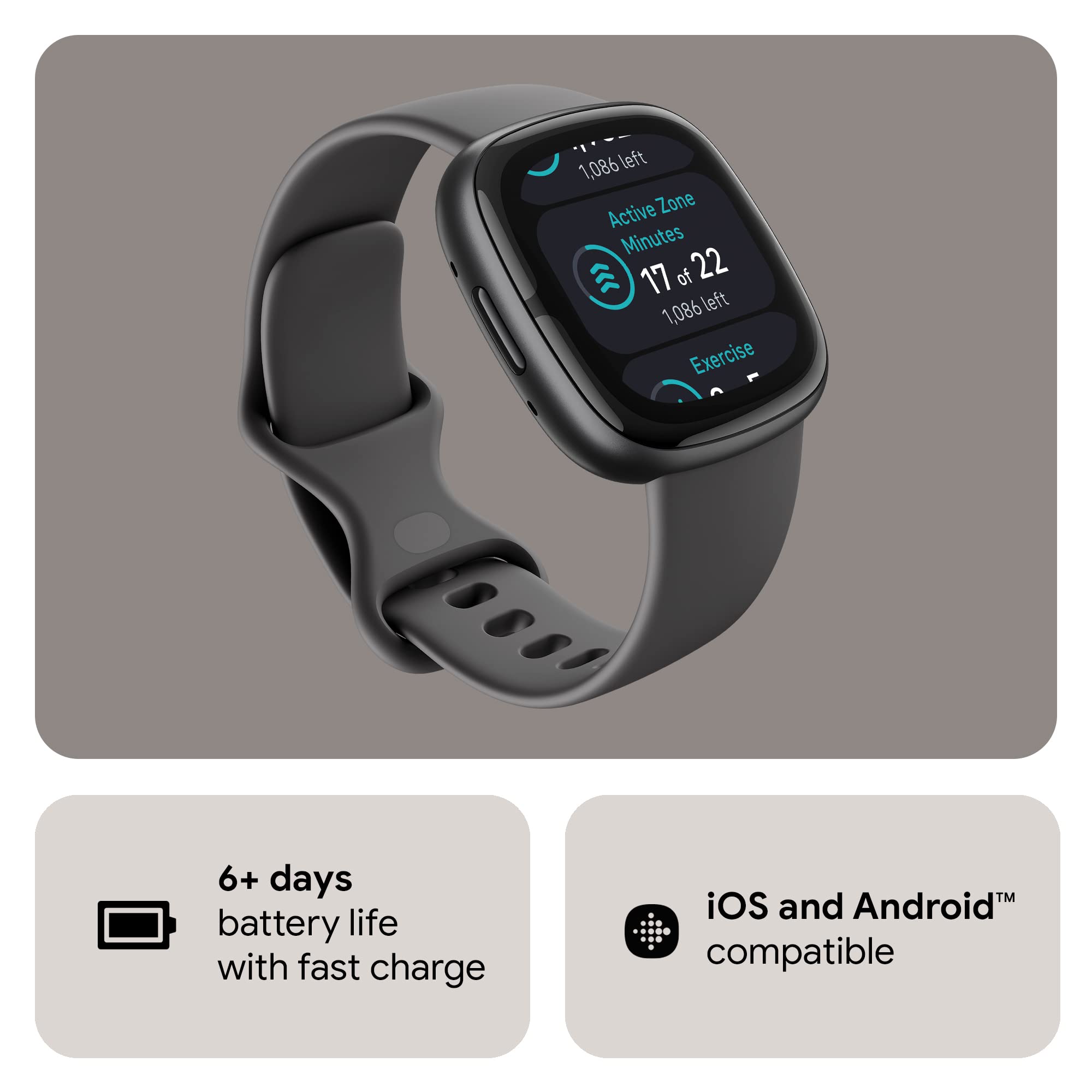 Foto 8 pulgar | Reloj Smartwatch Fitbit Sense 2 Gris-Venta Internacional