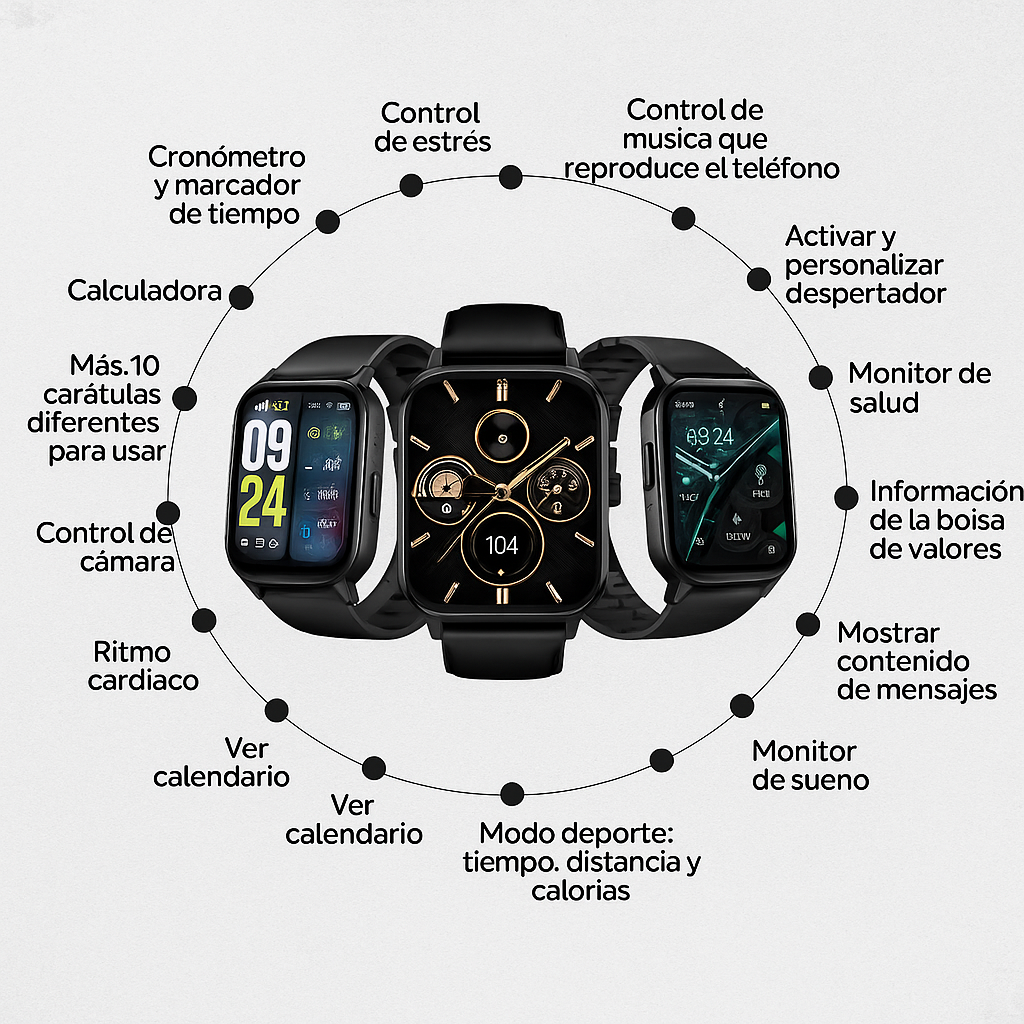 Foto 4 pulgar | Smartwatch Deportivo con Llamadas Bluetooth, Pantalla AMOLED Full Touch HD, Resistencia IP67, Sensor Óptico Unisex Negr