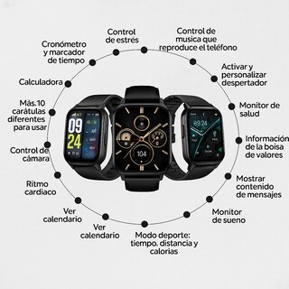 Foto 3 | Smartwatch Deportivo con Llamadas Bluetooth, Pantalla AMOLED Full Touch HD, Resistencia IP67, Sensor Óptico Unisex Negr