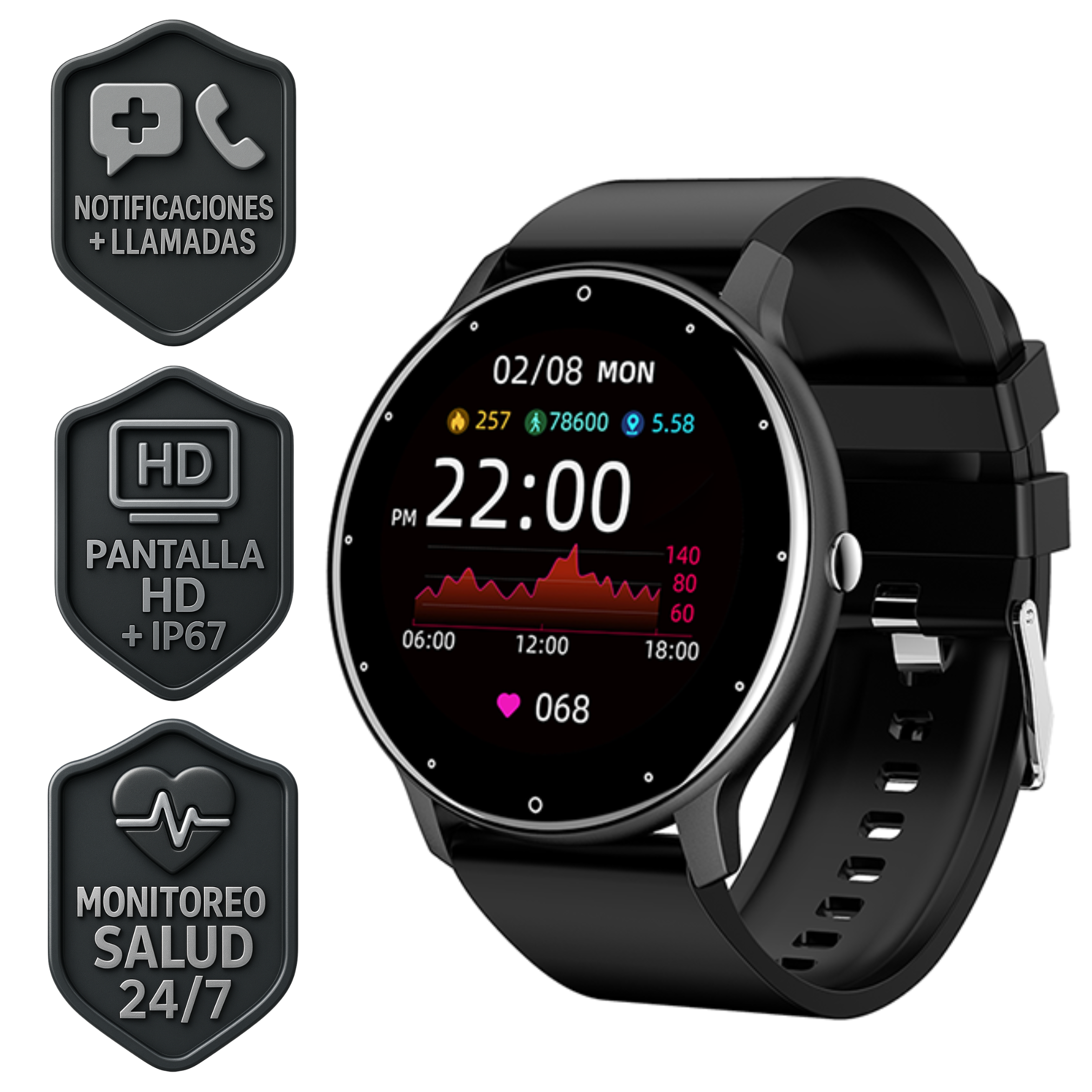 Foto 2 pulgar | Smartwatch ZI001 con Pantalla HD 2.01”, Llamadas Bluetooth, Monitoreo de Salud y Modos Deportivos