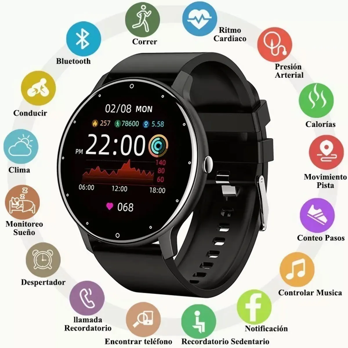 Foto 7 pulgar | Smartwatch ZI001 con Pantalla HD 2.01”, Llamadas Bluetooth, Monitoreo de Salud y Modos Deportivos