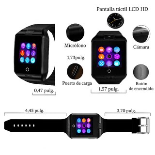 Foto 2 | Smartwatch Q18 Negro con Cámara, SIM y MicroSD, Llamadas Bluetooth y Funciones Deportivas