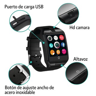 Foto 3 | Smartwatch Q18 Negro con Cámara, SIM y MicroSD, Llamadas Bluetooth y Funciones Deportivas