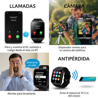 Foto 5 | Smartwatch Q18 Negro con Cámara, SIM y MicroSD, Llamadas Bluetooth y Funciones Deportivas