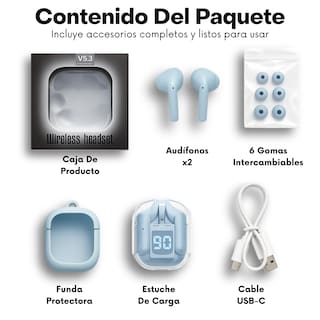 Foto 5 | Smartwatch Ultra Rosa Full Touch + Audífonos Bluetooth Z9 Azul Cancelación Ruido Resistente Al Agua