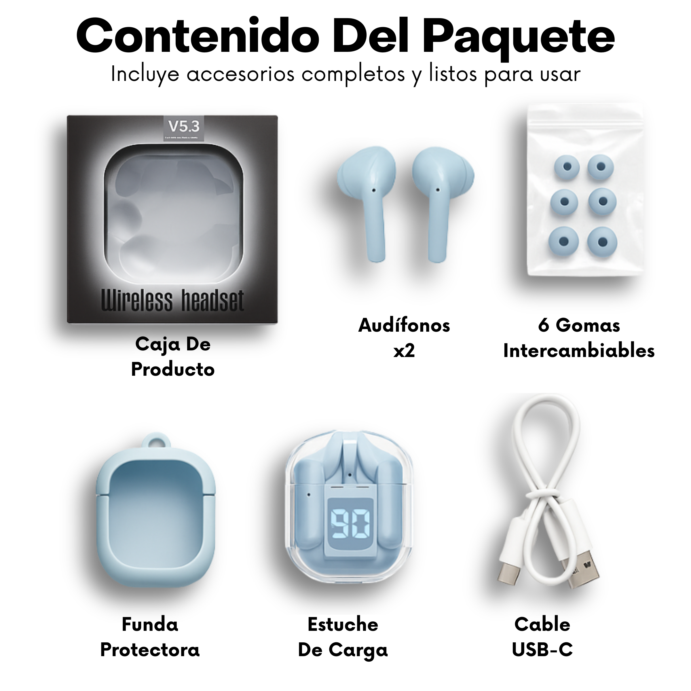 Foto 5 | Smartwatch Ultra Negro Full Touch + Audífonos Bluetooth Z9 Azul Cancelación Ruido Resistente Al Agua