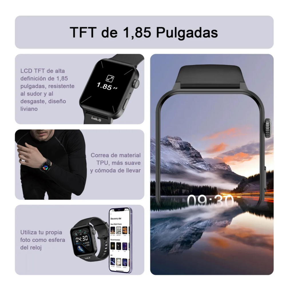 Foto 3 pulgar | Reloj Smartwatch Lab.G Negro