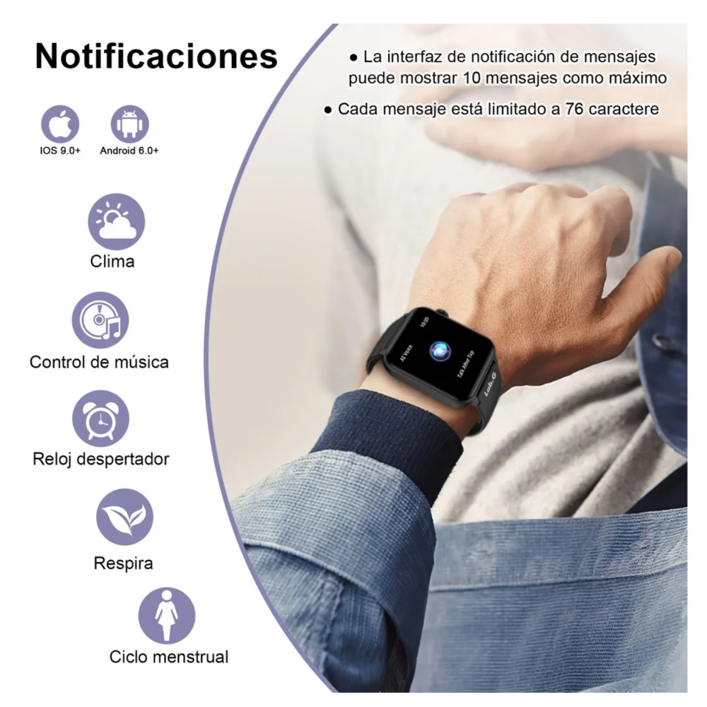 Foto 4 pulgar | Reloj Smartwatch Lab.G Negro