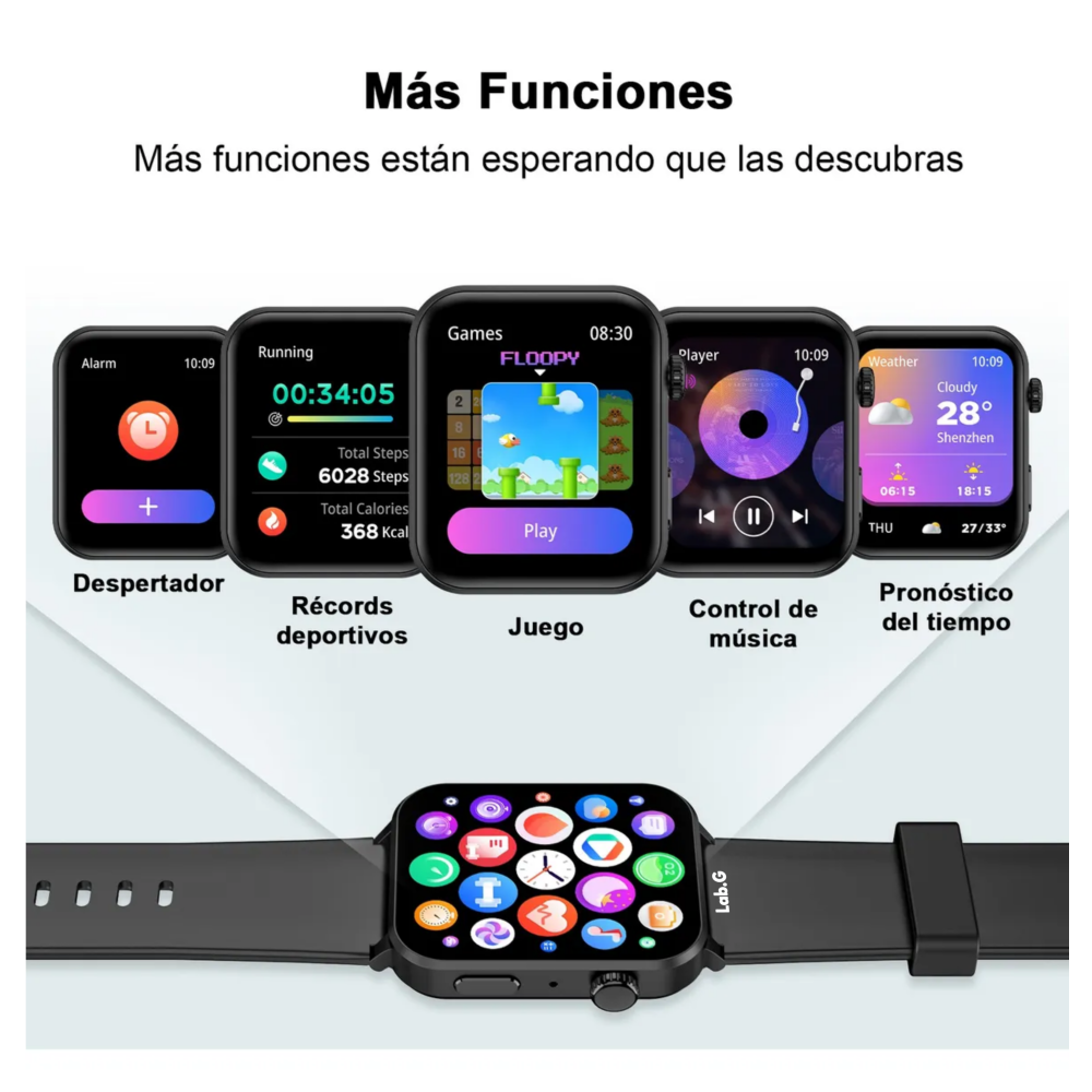 Foto 5 | Reloj Smartwatch Lab.G Negro
