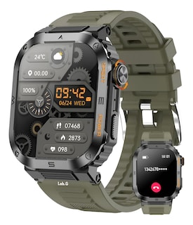 Foto 1 | Reloj Inteligente Hombre Militar Impermeable Bluetooth Call Verde Militar