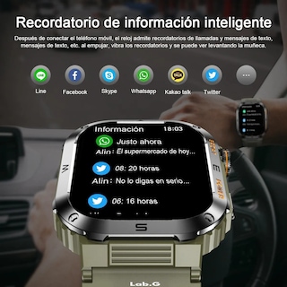 Foto 2 | Reloj Inteligente Hombre Militar Impermeable Bluetooth Call Verde Militar
