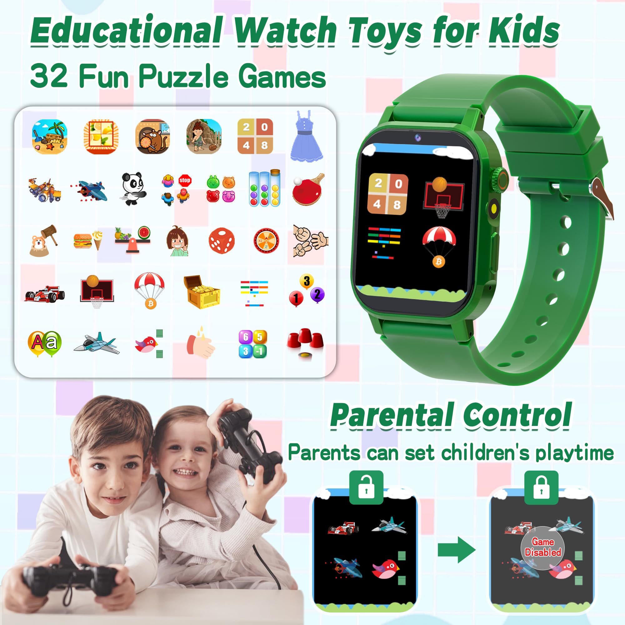 Foto 6 pulgar | Reloj Inteligente Phyulls Kids Con 32 Juegos De Rompecabezas  Cámara Y Música - Venta Internacional.