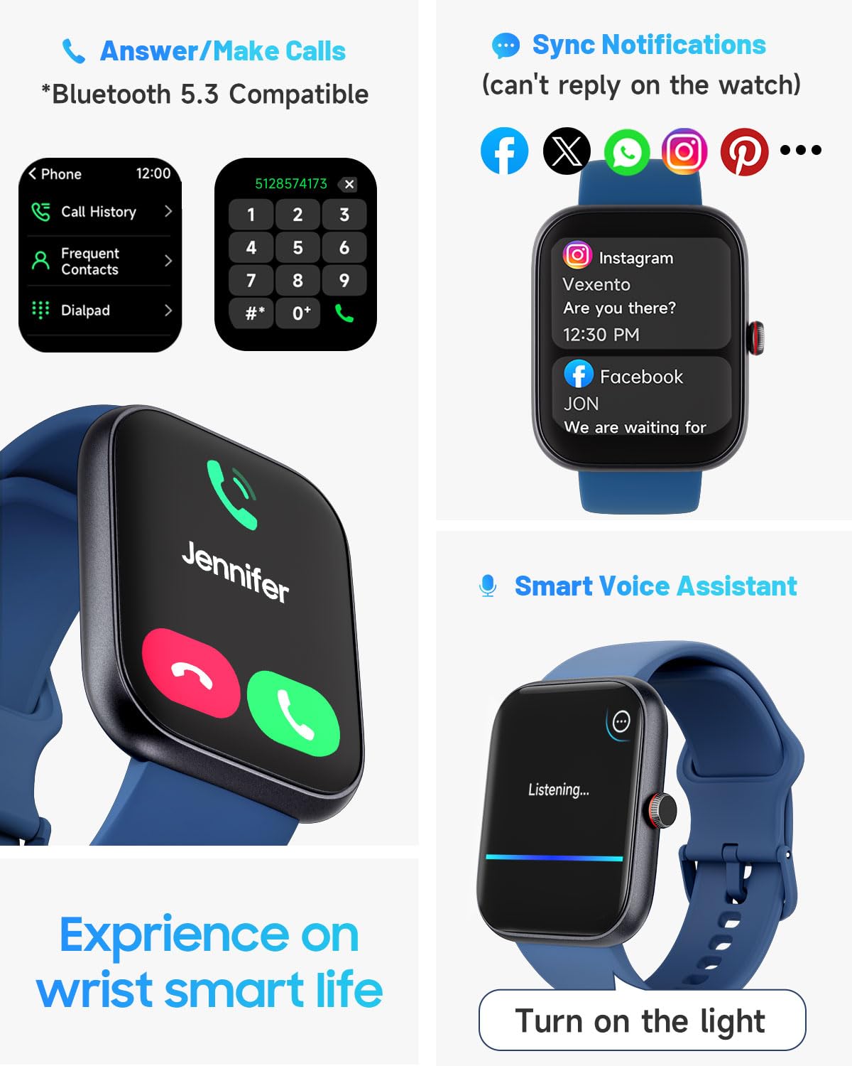 Foto 3 pulgar | Reloj Inteligente Toobur Alexa Con Pantalla Hd Integrada De 1 91''  Azul - Venta Internacional.