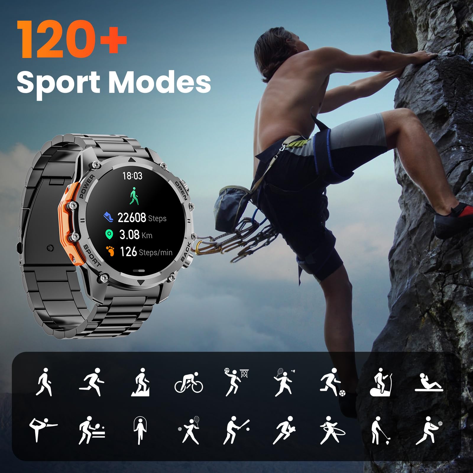 Foto 5 pulgar | Reloj Inteligente Hwagol Military De 1.52 Pulgadas Con Más De 100 Modos Deportivos Para Hombre - Venta Internacional.