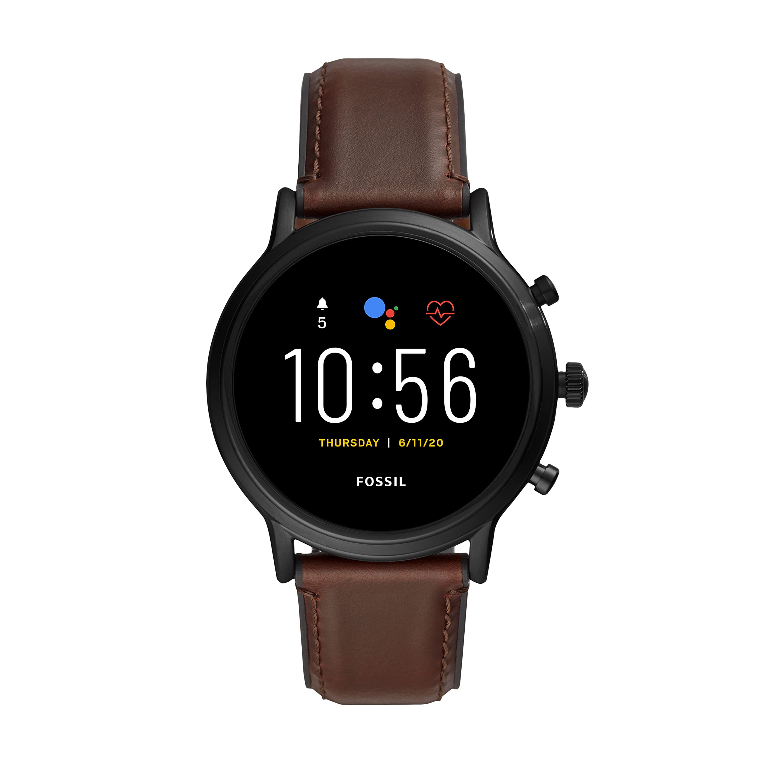Reloj Inteligente Fossil Gen 5 Carlyle Ftw4026 44 Mm Negro/marrón - Venta Internacional.