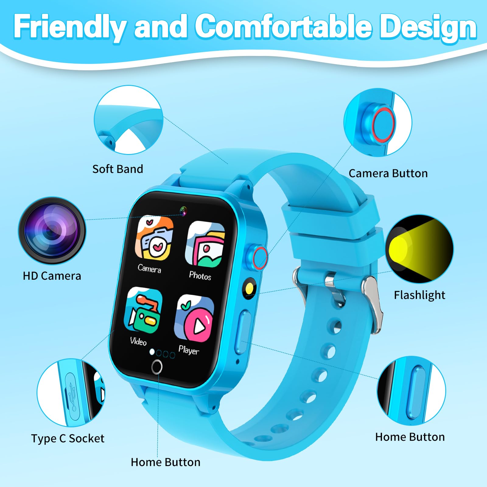 Foto 8 pulgar | Reloj Inteligente Vakzovy Para Niños De 5 A 12 Años  Pantalla Táctil Hd  26 Juegos - Venta Internacional.