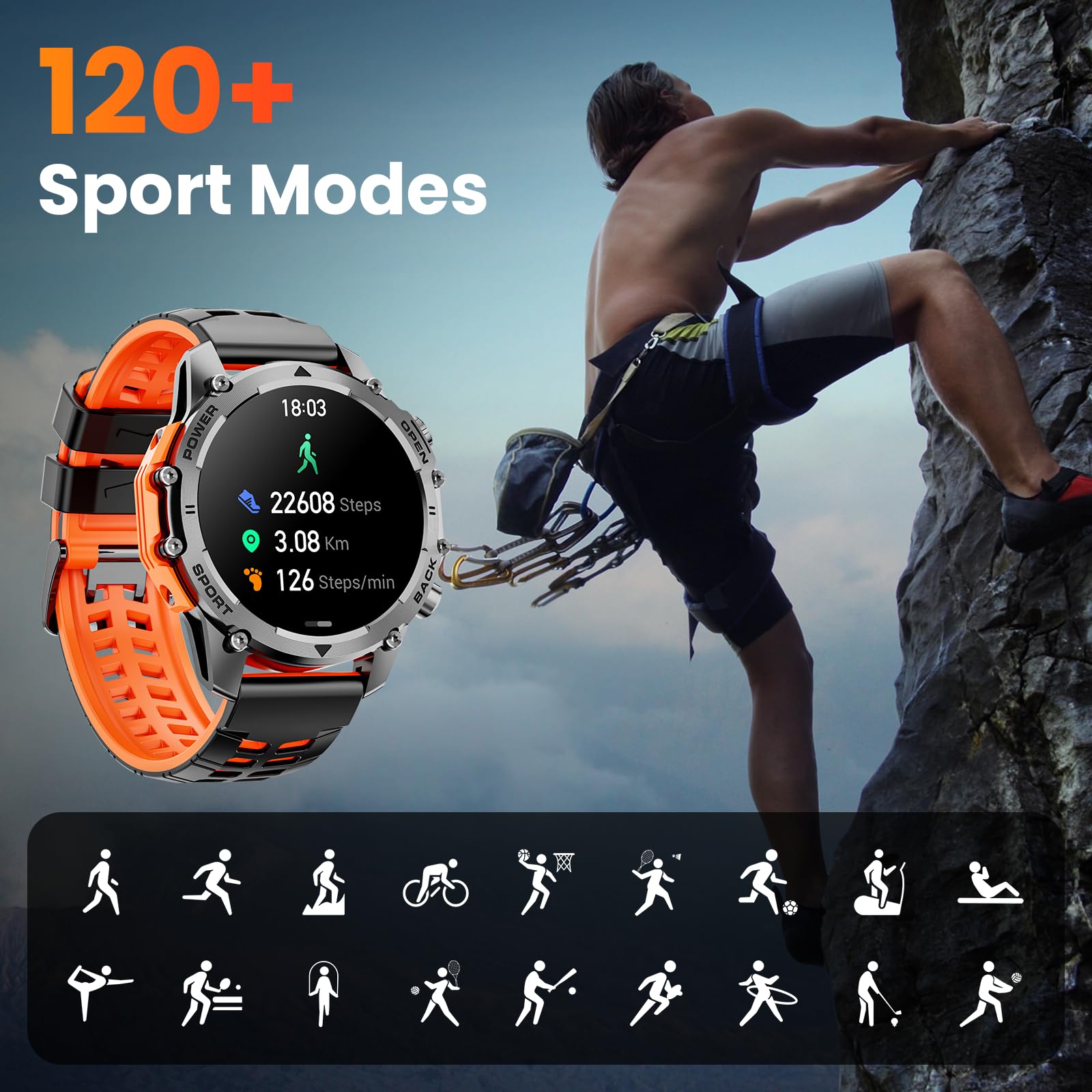 Foto 6 pulgar | Reloj Inteligente Hwagol Military De 1.52 Pulgadas Con Llamada/notificación Para Hombres - Venta Internacional.