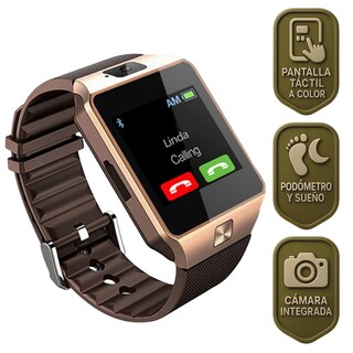 Foto 1 | Smartwatch Dz09 Reloj Inteligente Dorado Multifunción Pantalla Táctil Bluetooth Cámara Notificaciones