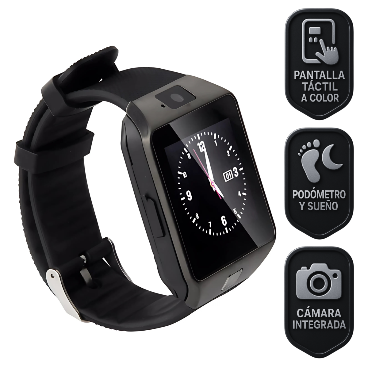Foto 2 pulgar | Smartwatch Dz09 Reloj Inteligente Negro Multifunción Pantalla Táctil Bluetooth Cámara Notificaciones