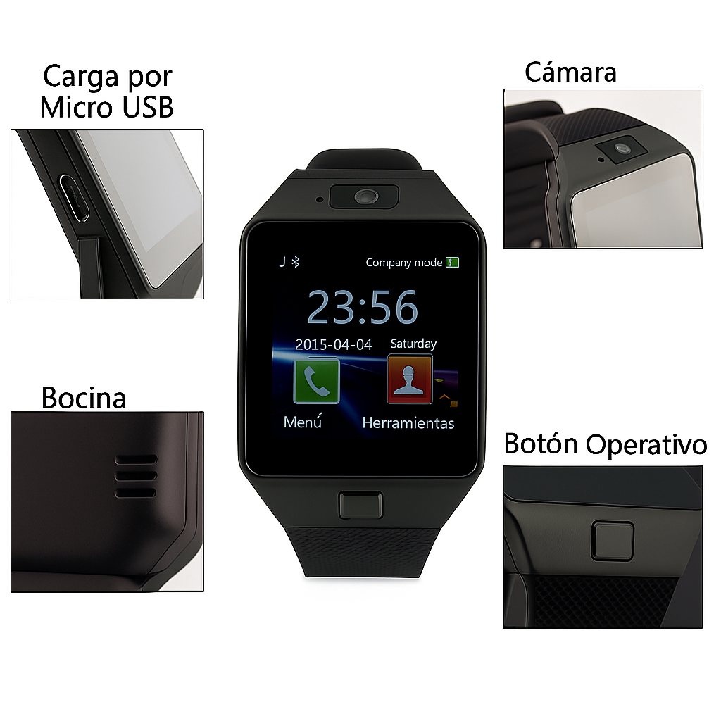 Foto 4 pulgar | Smartwatch Dz09 Reloj Inteligente Negro Multifunción Pantalla Táctil Bluetooth Cámara Notificaciones