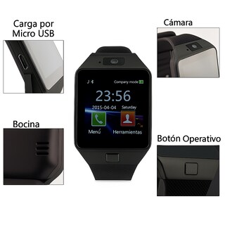 Foto 3 | Smartwatch Dz09 Reloj Inteligente Negro Multifunción Pantalla Táctil Bluetooth Cámara Notificaciones