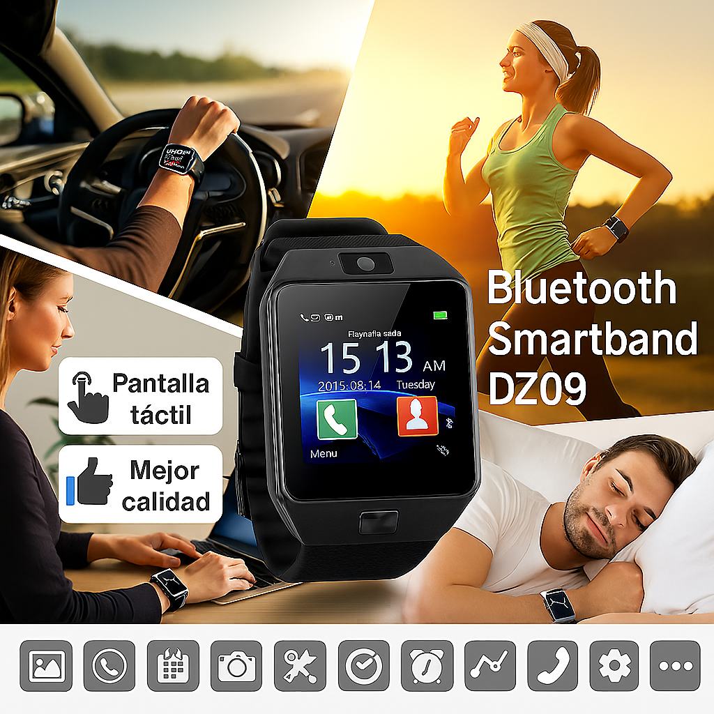 Foto 6 pulgar | Smartwatch Dz09 Reloj Inteligente Negro Multifunción Pantalla Táctil Bluetooth Cámara Notificaciones