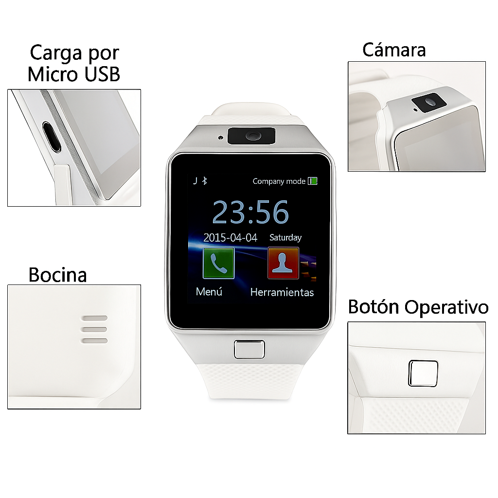 Foto 4 pulgar | Smartwatch Dz09 Reloj Inteligente Blanco Multifunción Pantalla Táctil Bluetooth Cámara Notificaciones