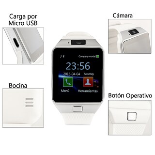 Foto 3 | Smartwatch Dz09 Reloj Inteligente Blanco Multifunción Pantalla Táctil Bluetooth Cámara Notificaciones