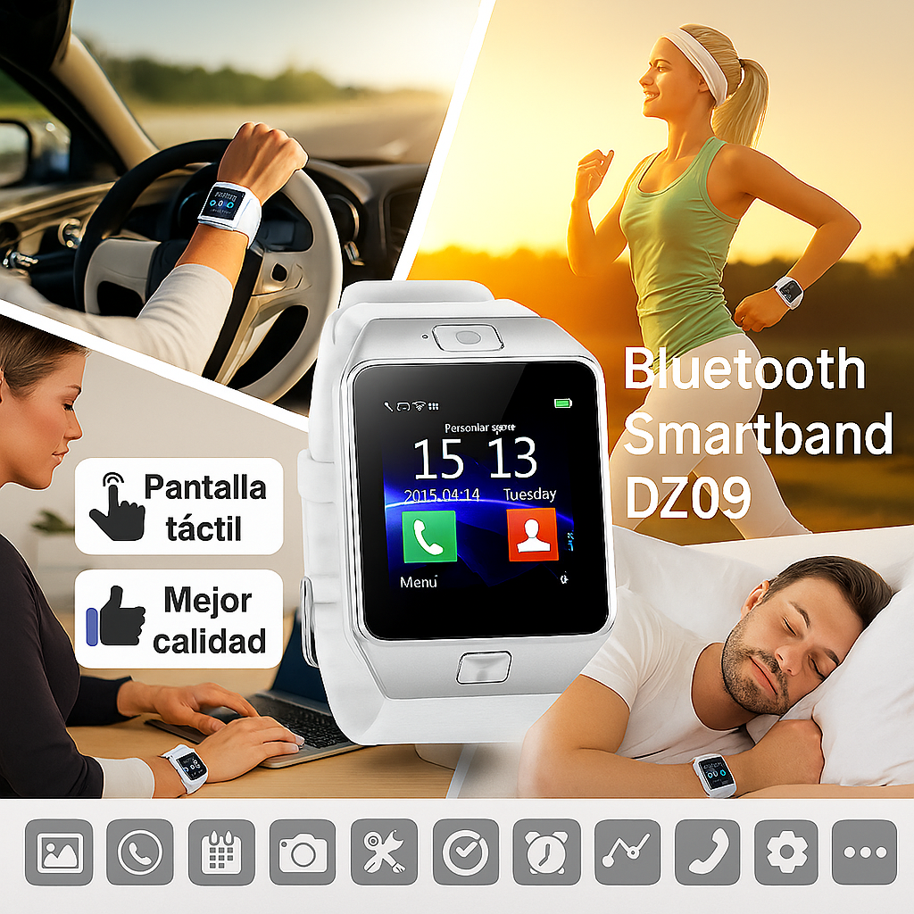 Foto 9 pulgar | Smartwatch Dz09 Reloj Inteligente Blanco Multifunción Pantalla Táctil Bluetooth Cámara Notificaciones