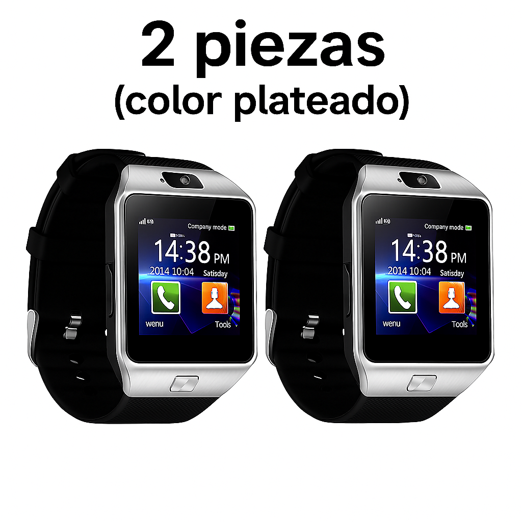Foto 3 pulgar | Kit 2 Smartwatch Dz09 Reloj Inteligente Plateado Multifunción Pantalla Táctil Bluetooth Cámara Notificaciones