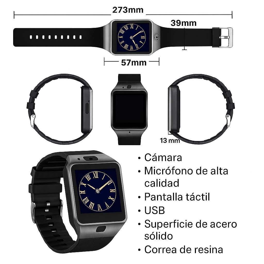 Foto 4 pulgar | Kit 2 Smartwatch Dz09 Reloj Inteligente Plateado Multifunción Pantalla Táctil Bluetooth Cámara Notificaciones