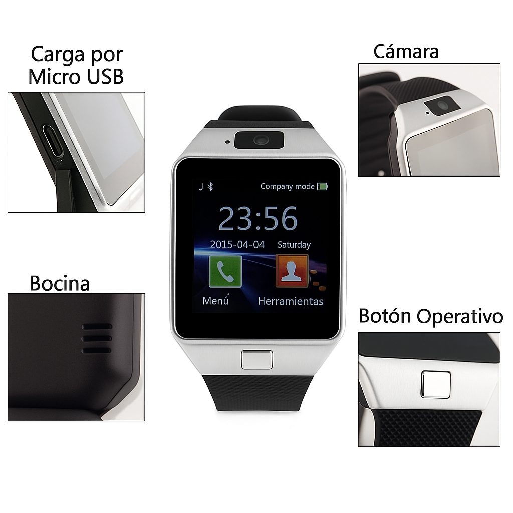 Foto 5 pulgar | Kit 2 Smartwatch Dz09 Reloj Inteligente Plateado Multifunción Pantalla Táctil Bluetooth Cámara Notificaciones