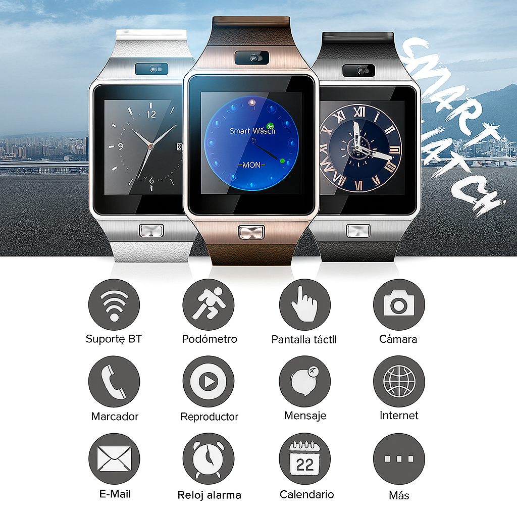 Foto 9 pulgar | Kit 2 Smartwatch Dz09 Reloj Inteligente Plateado Multifunción Pantalla Táctil Bluetooth Cámara Notificaciones