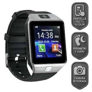 Foto 1 | Smartwatch Dz09 Reloj Inteligente Plateado Multifunción Pantalla Táctil Bluetooth Cámara Notificaciones