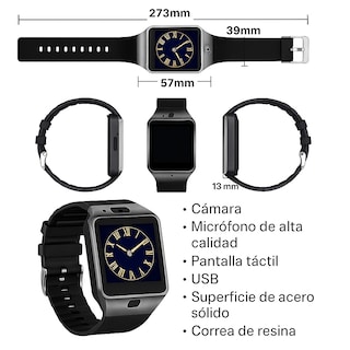 Foto 2 | Smartwatch Dz09 Reloj Inteligente Plateado Multifunción Pantalla Táctil Bluetooth Cámara Notificaciones