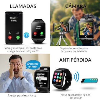 Foto 8 | Smartwatch Q18 Negro Con Cámara Ranura Micro Sim Y Microsd + Audífonos Inalámbricos Bluetooth Pro Con Cancelación