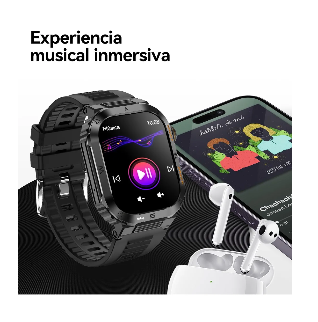 Foto 3 | Reloj Smartwatch Belug Negro