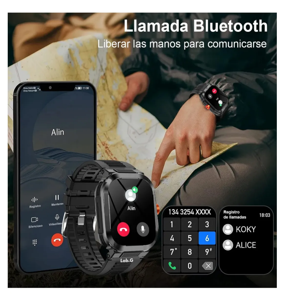 Foto 6 pulgar | Smartwatch Reloj Inteligente Llamadas 1.81 Lab.g   Color Negro
